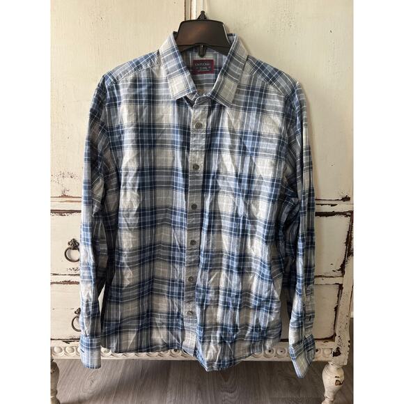 UnTuckit size XL men’s plaid button down shirt blue - Picture 1 of 3
